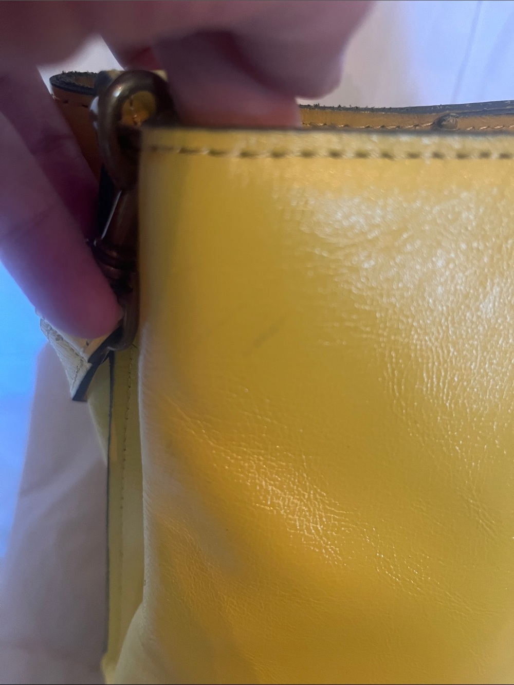 Patricia Nash Bright Yellow Leather Chain-Accent Crossbody - Picture 5 of 16